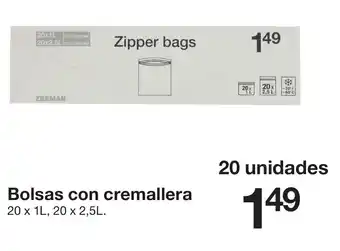 Zeeman Bolsas con Cremallera 20x1L, 20x2,5L promoção