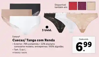 Lidl Cuecas/Tanga com Renda S ao L promoção