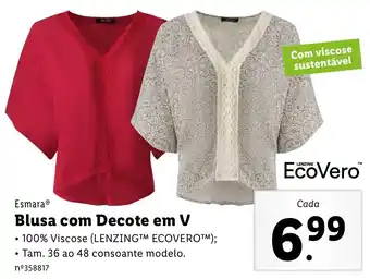 Lidl Blusa com Decote em V 36 ao 48 promoção