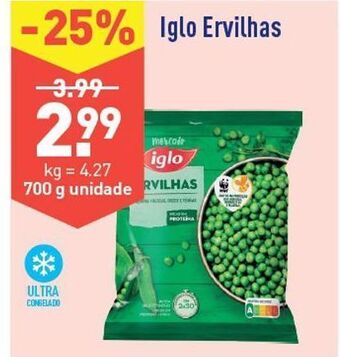 ALDI Ervilhas verdes iglo promoção