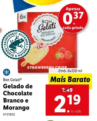 Lidl Gelado de Chocolate Branco e Morango 6x120ml promoção