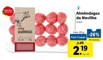 Lidl Almôndegas de Novilho promoção