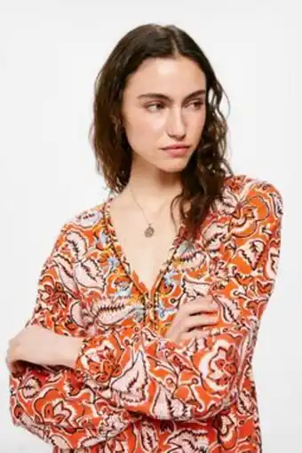Springfield Vestido midi decote bordado promoção