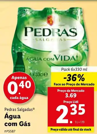 Lidl Água caom Gás 6x330ml promoção