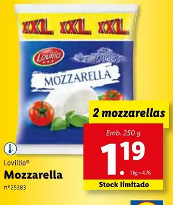 Lidl Mozzarella 250g promoção