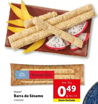 Lidl Barra de Sésamo 70g promoção