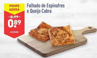 ALDI Folhado de Espinafres e Queijo Cabra promoção