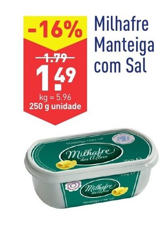 ALDI Milhafre Manteiga com Sal 250g promoção