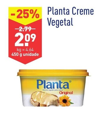 ALDI Planta Creme Vegetal 450g promoção