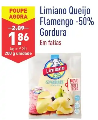 ALDI Limiano Queijo Flamengo -50% Gordoura 200g promoção