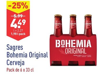 ALDI Sagres Bohemia Original Cerveja 6x33cl promoção