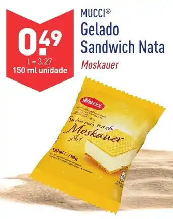 ALDI Mucci Gelado Sandwich Nata promoção