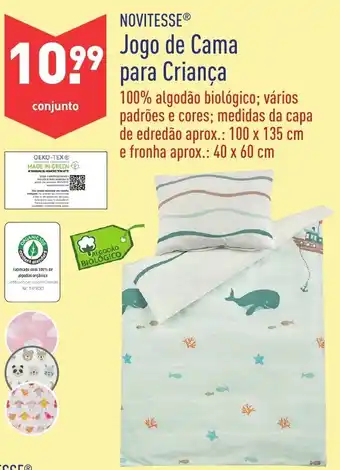 ALDI Novitesse Jogo de Cama para Criança 100 x 35cm 40 x 60cm promoção