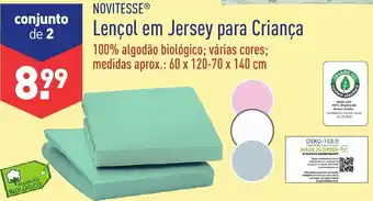 ALDI Lençol em Jersey para Criança 60x 120-70 x140cm promoção