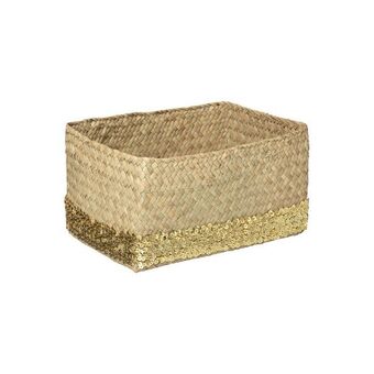 Hôma Cesto rectangular de ráfia bege com lantejoulas lilian promoção