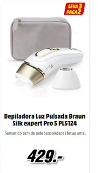 MediaMarkt Depiladora Luz Pulsada Braun Silk Expert Pro 5 PL5124 promoção