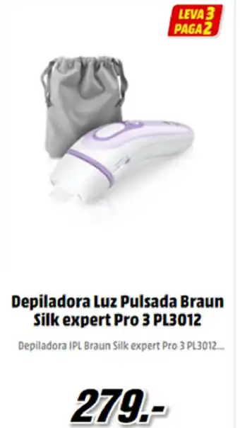 MediaMarkt Depiladora Luz Pulsada Braun Silk Expert Pro 3 PL3012 promoção