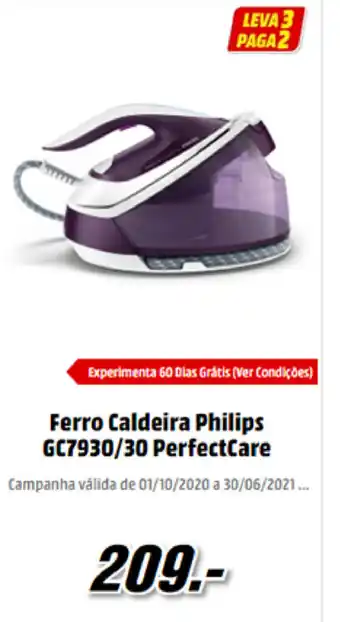 MediaMarkt Ferro com Caldeira Philips GC930/30 PerfectCare promoção