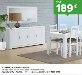 Moviflor Florença Mesa Extensível 140x230x77x90cm promoção