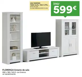Florença Estante de Sala 330x185x45,5-cor branco