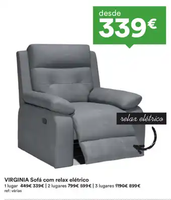Moviflor Virginia Sofá com Relax Elétrico promoção