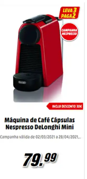 MediaMarkt Mãquina de Café Cãpsulas Nespresso Delonghi Mini promoção