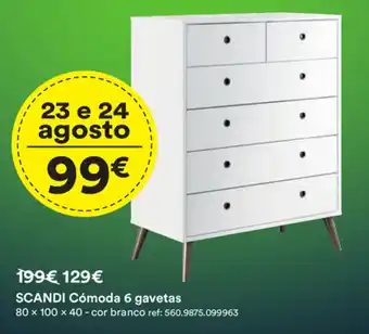 Moviflor SCANDI Cómoda 6 gavetas 80x100x40 promoção