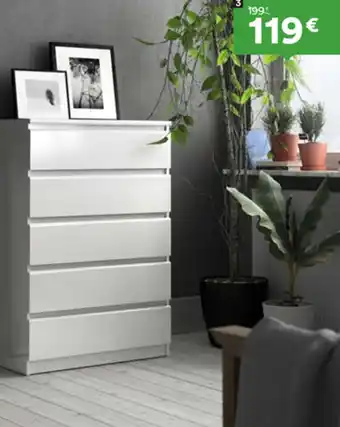 Moviflor NAIA Arrumação Cómoda 5 gavetas 77x111,3x50 promoção