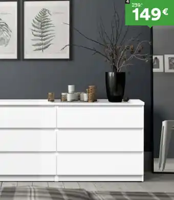 Moviflor NAIA Arrumação Cómoda dupla 6 gavetas 153,8x70,1x50 promoção