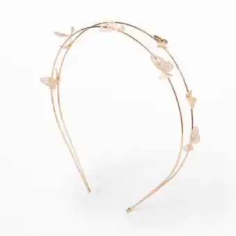 Claire's Rose gold double row butterfly headband promoção