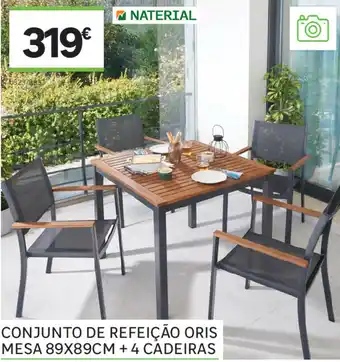 Conjunto de Refeição Oris Mesa 89x89cm+4 Cadeiras