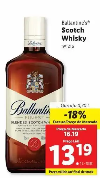 Lidl Whisky escocês ballantine's promoção