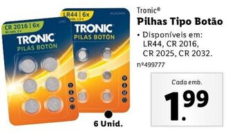Lidl Tronic Pilhas Tipo Botão promoção