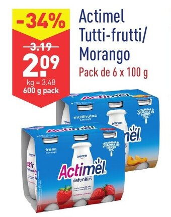ALDI Actimel Tutti-Frutti/Morango 6x100g promoção