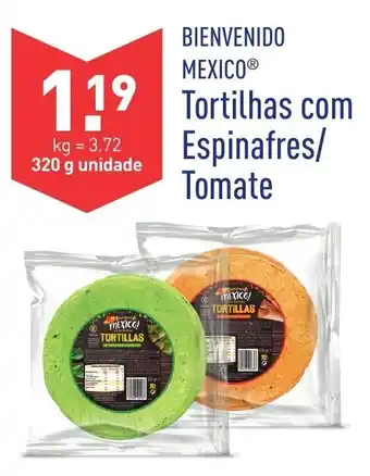 ALDI Tortilhas com Espinafres Tomate 320g promoção