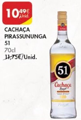 Pingo Doce Cachaça Pirassununga 51 70cl promoção