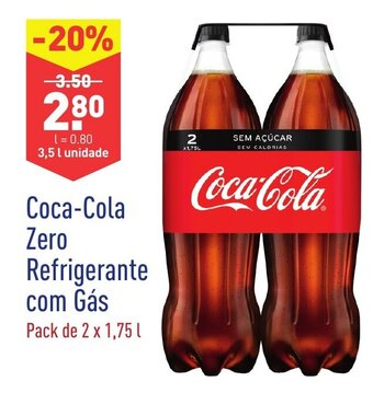 ALDI Coca-Cola Zero Refrigerante com Gás 2 x 1,75L promoção