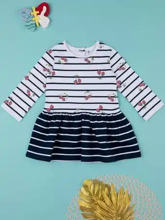 Vestido de manga comprida às riscas e vestido de malha larga de rapariga - prénatal