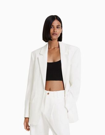 Bershka Blazer tailoring loose fit corte feminino promoção