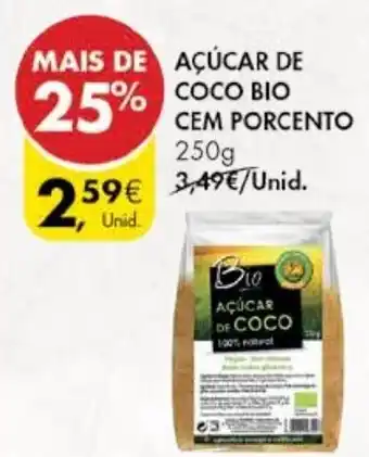 Pingo Doce Açúcar De Coco Bio cem Porcento 250g promoção