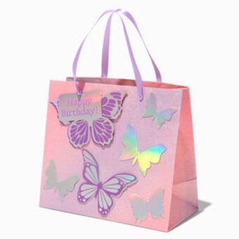 Claire's Happy birthday 3-d butterfly gift bag - medium promoção