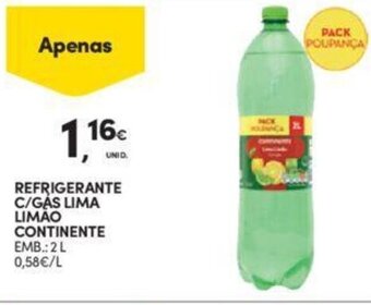 Continente Refrigerante c/ gás Lima Limão Continente 2L promoção