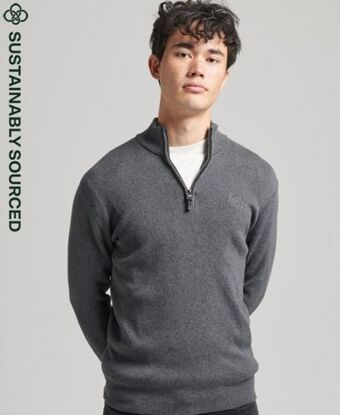 Superdry Organic cotton embroidered henley sweatshirt promoção