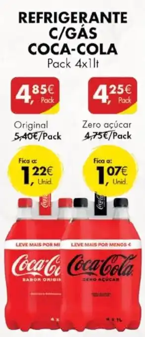 Pingo Doce Refrigerante c/ Gás Coca Cola 4x1L Original promoção