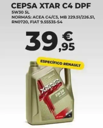 Feu Vert Cepsa Xtar C4 DPF 5W30 5L promoção