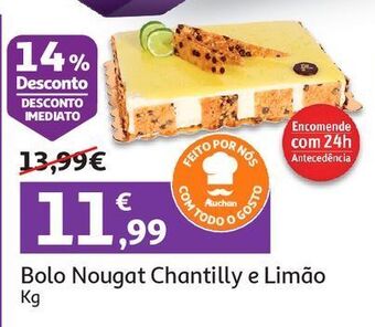 Auchan Bolo noga chantilly e limão kg produção própria promoção