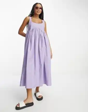 Asos Asos design square neck midi smock sundress in lavender promoção