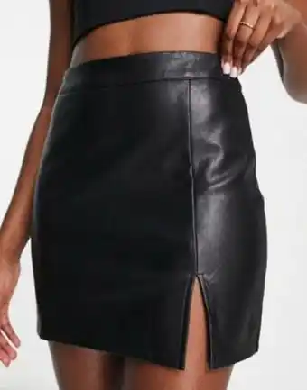 Asos Gilli faux leather mini skirt with split in black promoção