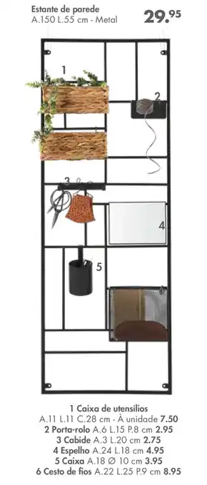 CASA Estante de parede A.150 L.55cm-Metal promoção