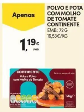 Continente Polvo e Pota com Molho de Tomate Continente 72g promoção